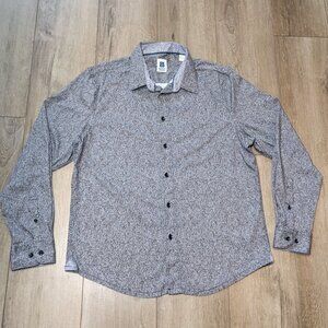 Brooklyn Brigade 100% Cotton Geometric Gray Black Brown Stretch Collared Large